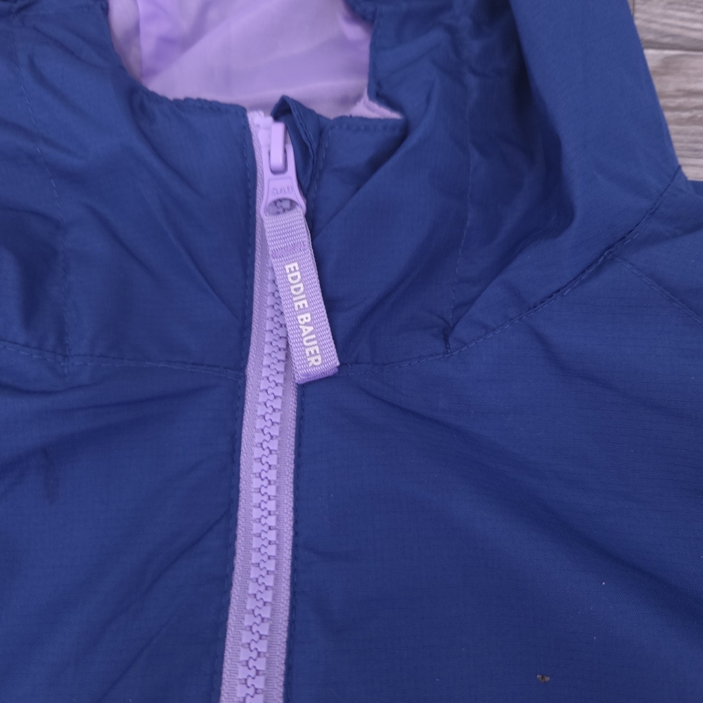 Eddie Bauer Youth L 14/16 Windbreaker Water Resistant Rain Jacket Blue Purple - Picture 5 of 14